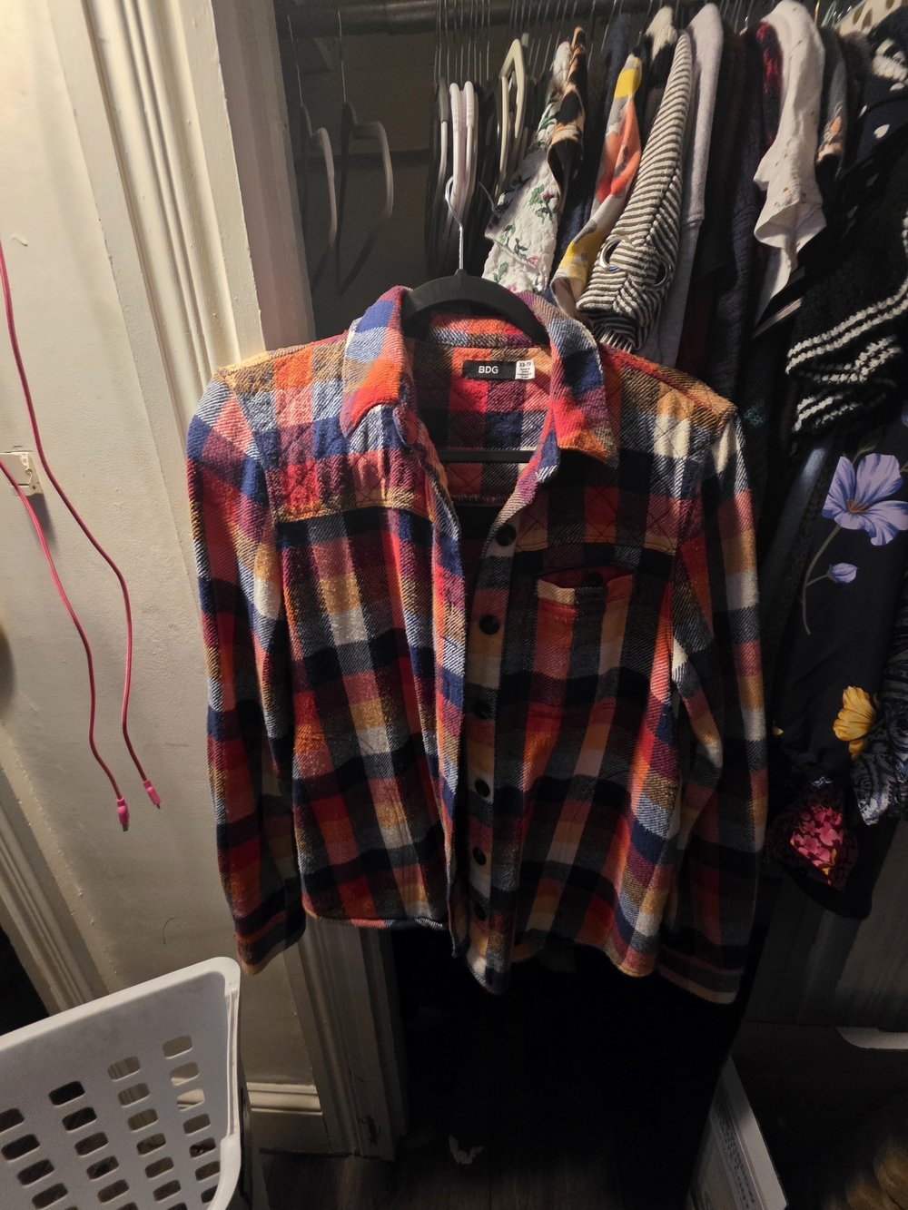 BDG Multicolor Plaid Button-Down Shirt Jacket - Red, Blue, Yellow, Black